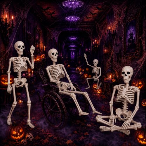 Abakuku 2 Pack 36" Halloween Skeleton Decorations,Human Bones for Halloween Party with Movable Joints,for Haunted Houses, Front Lawn, Graveyard Props