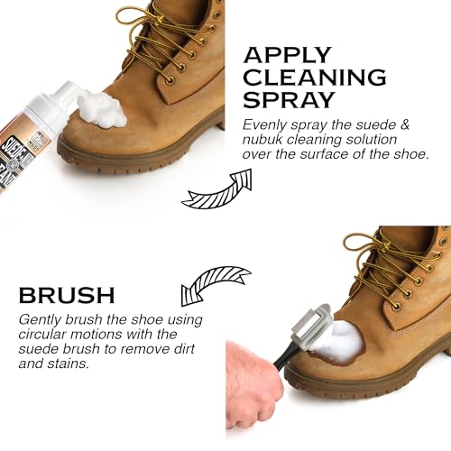 Suede Shoe Cleaner Nubuck Shoe Cleaner and Water Repellent with 4-Side Suede Brush, Microfiber Cloth