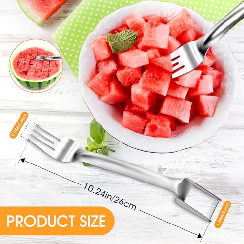 1 PCS Stainless Steel Watermelon Slicer and Fork - 2-in-1 Portable Kitchen Tool for Home Camping and Parties
