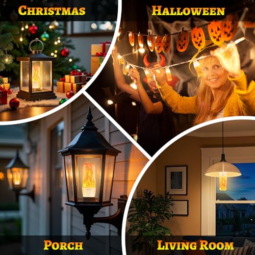 HoogaLife Flame Light Bulbs, Warm Flickering Light Bulbs Effect of Real Fire, E26 Flame Light Bulb for Christmas, Halloween, Party Patio Porch Home