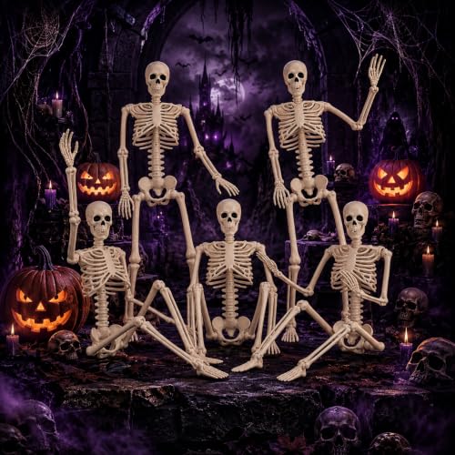 Abakuku 2 Pack 36" Halloween Skeleton Decorations,Human Bones for Halloween Party with Movable Joints,for Haunted Houses, Front Lawn, Graveyard Props