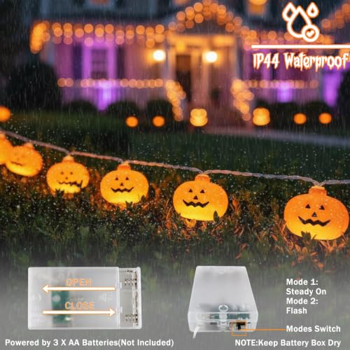 Runleo Halloween Decorations Pumpkin String Lights Battery Operated