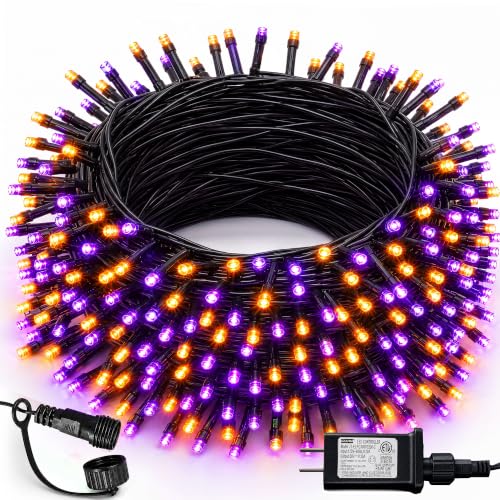DAZZLE BRIGHT Halloween 300 LED String Lights, 100FT String Lights with 8 Lighting Modes, Halloween Decorations for Party Carnival Supplies, Outdoor