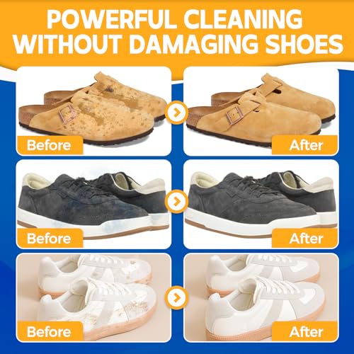 Suede Shoe Cleaner Kit, No-Rinse Foam Suede & Nubuck Cleaner, Removes Dirt & Stains, Gentle Sneaker Cleaner with Brush & Towel for Suede, Nubuck, Boots, 6.76oz