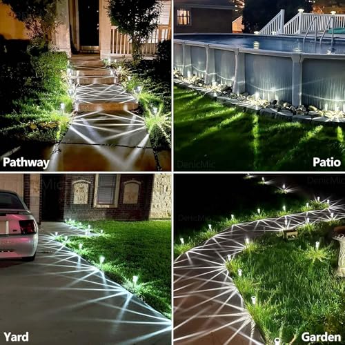 DenicMic Solar Lights Outdoor Waterproof 10 Pack Pathway Lights Cool White