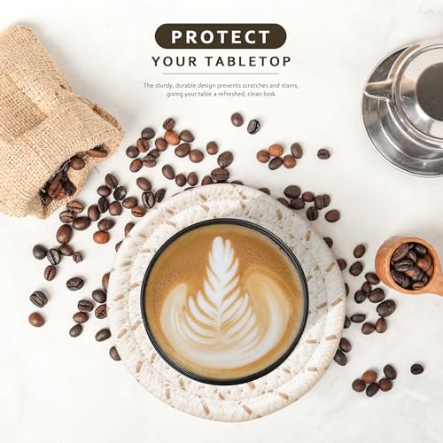 Lazebox Coasters Set of 8 for Drinks, 4 Inch Large Coasters for Coffee Table, Tabletop Protection for Hot & Cold Drinks, Versatile Coasters for Home Decor, Non-Slip & Easy to Clean, Coffee