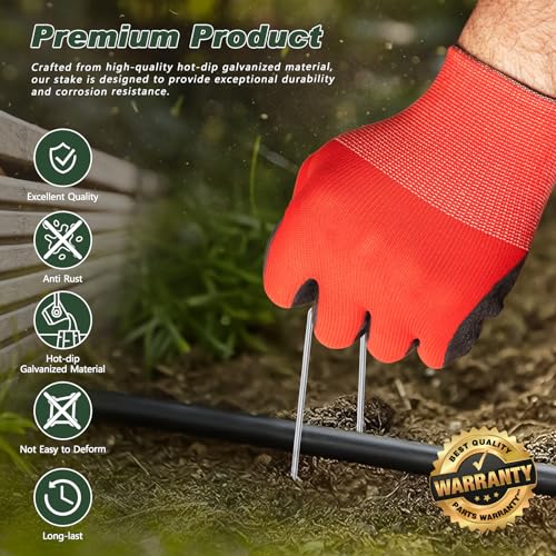 FEED GARDEN 6 Inch 50 Pack Hot-dip Galvanized Landscape Staples Plant Cover Spikes 11 Gauge Tent Stakes Garden Stakes Landscaping Fabric SOD Pins Yard Pins for Decoration Weed Barrier Fabric