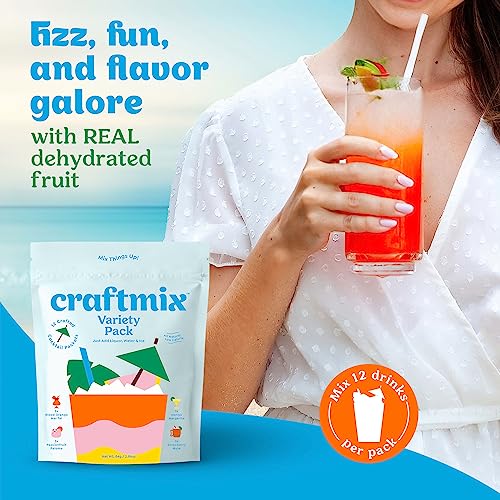 Craftmix Variety Pack Cocktail & Mocktail Drink Mixer, Skinny Mixes - Water Flavoring Packets - Made With Real Fruit - Vegan Low-Carb, Low-Sugar, Non-GMO, Dairy Free, Gluten Free, 12 Pack