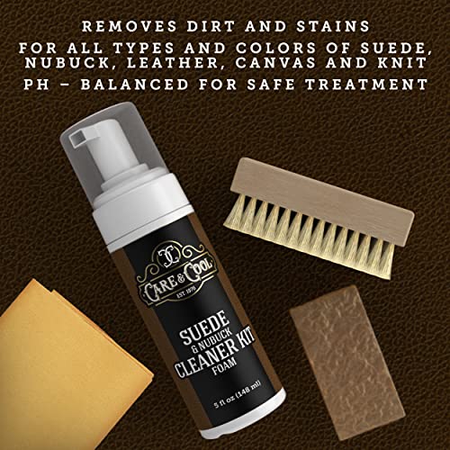 Care & Cool Suede and Nubuck Cleaner Foam Kit (5 oz) - Revitalizes and Refreshes Shoes, Boots, Clothes, and Furniture
