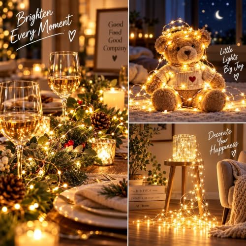 KAQ Fairy Lights Battery Operated with Remote, 4Pack 80FT 240LED Warm White