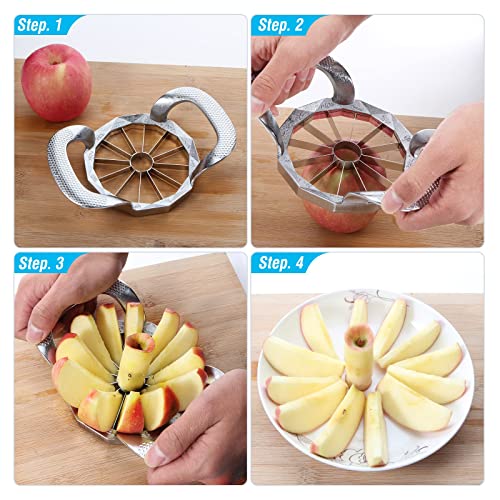 Apple Slicer, HEAVY DUTY Apple Corer, 12-Blade Stainless Steel Apple Cutter Divider Pitter ,Sturdy and Sharp