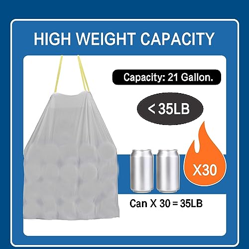 Large Trash Bags, Big Tall heavy duty 21 Gallon/ 50-90 Liter Drawstring Trash Bags, Easy-Dispense Leaf Roll, tear-free design, Extra-Strong Unscented 30 Count for Kitchen & Household & Commercial.