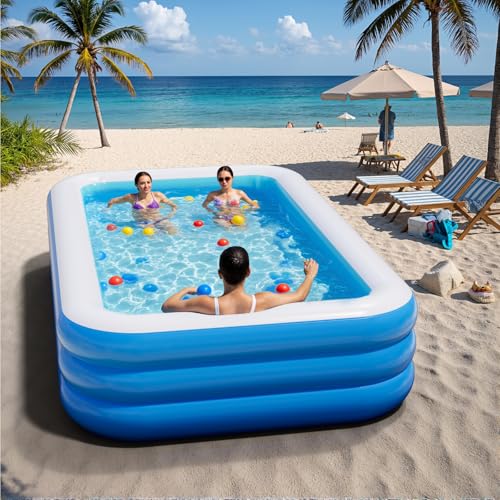 Inflatable Pool for Adults, 115'' x 68'' x 22'' Large Inflatable Pool for Adults, Blow up Pools, Rectangular Family Swimming Poo l, Oversized Thickened Family Inflatable Pools for Outdoor