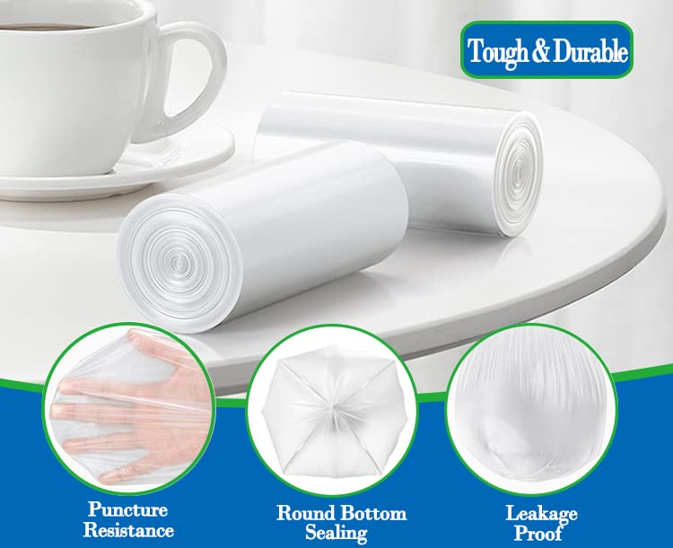 4 Gallon 100pcs Small Clear Trash Bags Strong Clear Garbage Bags, Bathroom Trash Can Bin Liners, Plastic Bags for Office Home Kitchen, Waste Basket Liner, Fit 12-15 Liter, 3-4 Gal(4G100-Clear)