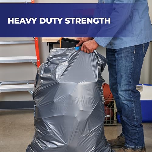 Hefty Steelsak Heavy Duty Large Trash Bags, Gray, Unscented, 39 Gallon, 30 Count