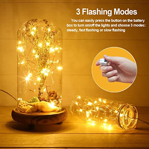 24 Pack Fairy Lights Battery Operated - 3 Modes - 7ft 20 LED Mini Twinkle String Lights Waterproof Silver Wire Firefly Starry Lights for Wedding