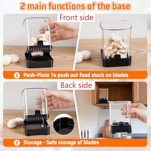 Fruit Slicer Cup for Strawberry, Banana, Hard-Boiled Egg - Detachable Cutter with Push Plate - 304 Stainless Steel Blade - Rapid & Safe Slicing Kitchen Gadget for Quick Meal Prep (Black)