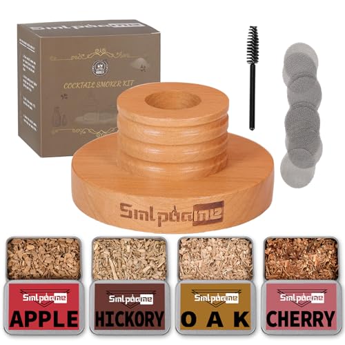 Cocktail Smoker Kit, Old Fashioned Smoker Kit for Bourbon Whiskey Drink, Smoker Infuser Kit with 4 Flavors Wood Chips, Birthday for Husband, Men, Dad