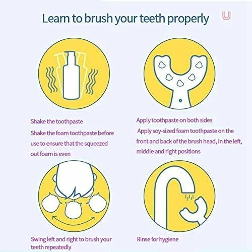 Meqtpomy Kids Electric Toothbrush,Toddler Toothbrush Waterproof Battery Powered 360 Automatic Sonic u Shaped Toothbrushes for 2-7 Years Old for Boys Girls,with 2 Replacement Brush Heads(Blue)