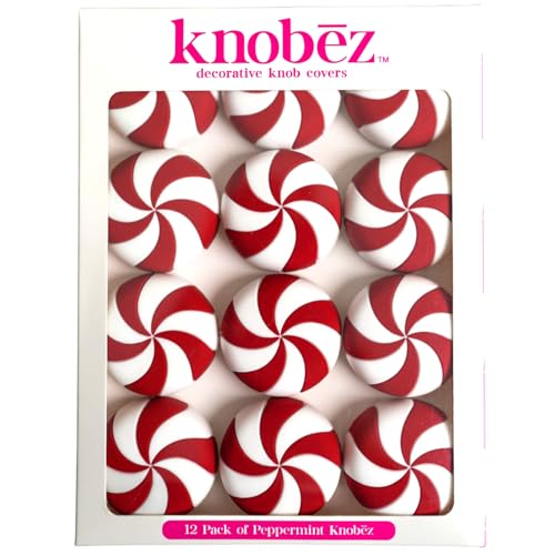 Knobēz: Red Peppermint Decorative Knob Covers Package of 12 (Red)