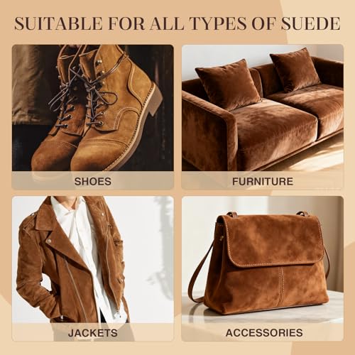 Suede & Nubuck Care Kit for Clog & Sandal, 5-Piece Set with Cleaner, Protector, Suede Brush & Eraser Clean, Microfiber Cloth, Premium Care Kit Protect for Shoes, Boots, Uggs, Jackets, Bags and Apparel