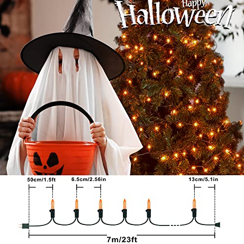 Hopolon Orange Halloween Mini Lights, 2 Pack 50 Count 13FT Green Wire