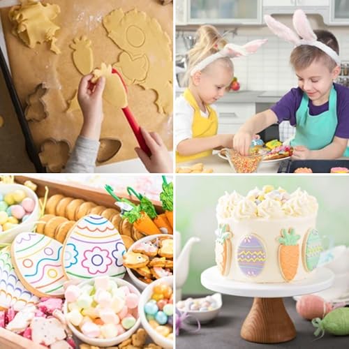 Easter Cookie Cutters Large Set of 6 - Egg, Chick, Carrot, Rabbit, Bunny Face, Butterfly Shapes - Stainless Steel Biscuit Molds for Spring Holiday Baking