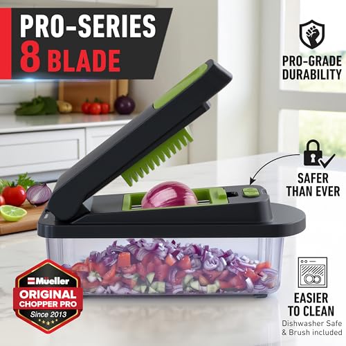 MUELLER HOME Pro-Series 10-in-1 Vegetable Chopper with Container, 8 Blade