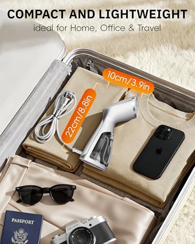 OGHom Portable Travel Handheld Steamer for Clothes, Garment Wrinkle Remover, 1000W Strong Penetrating Fabric Steamer, for Home, Office, Travel (ONLY FOR 120V) -White