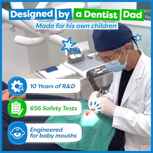 Dr. Noah Microplastic-Free Bamboo Baby Toothbrush | Dentist Designed | 656 Substances Safety Tested | BPA, PFAS & Phthalate Free | 6-Pack | Soft Bristles | Infant to Toddler, 6-12 Months, Age 2-4 Kids