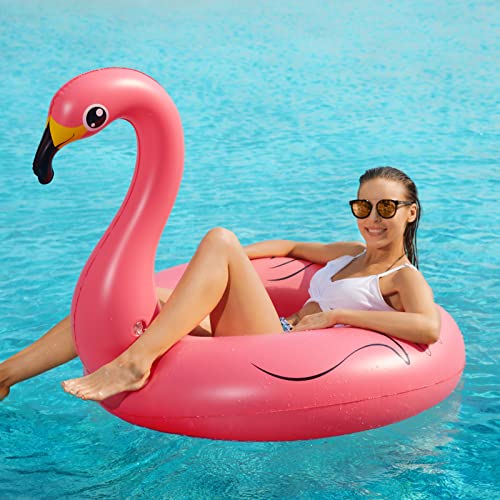 Jasonwell 2 Pack Unicorn Flamingo Pool Floaties - Inflatables Rafts for Swimming, Lake, Beach - Floaty Swim Rings for Adults, Kids