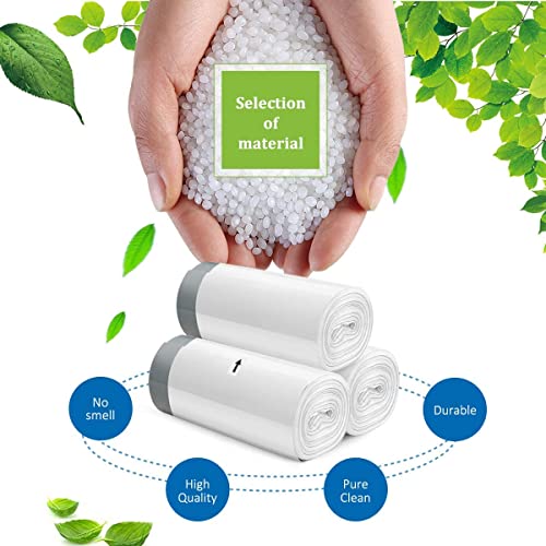 4 Gallon 140 Counts Strong Drawstring Trash Bags Garbage Bags by Teivio, Bathroom Trash Can Bin Liners, Small Plastic Bags for home office kitchen, White