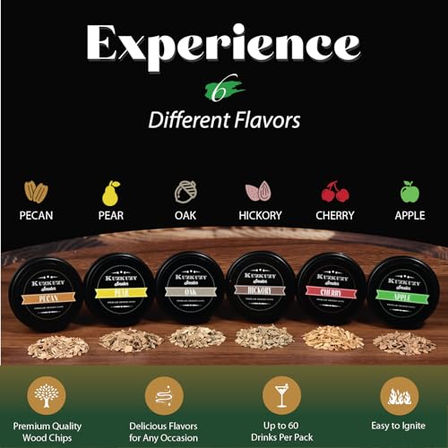Cocktail Smoker Kit with Torch – 6 Flavors Wood Chips – Bourbon, Whiskey Smoker Infuser Kit, Old Fashioned Drink Smoker Kit, Birthday Bourbon Whiskey Gifts for Men, Dad, Husband (Without Butane)