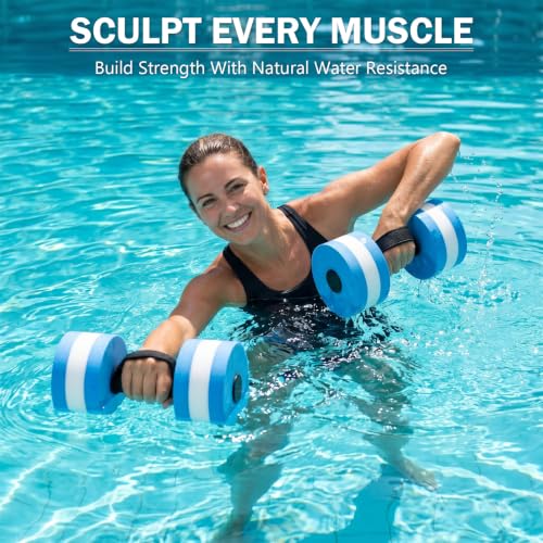 Water Weights for Pool Exercise 2Pcs Water Dumbbells Aerobics Pool Barbells Lightweight Resistance Aquatic Dumbbell for Swimming