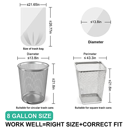 120 Count 8 Gallon Trash Bags Unscented - Thick Clear Medium Garbage bags, 30 Liter Strong Plastic Wastebasket Can Liners for Kitchen Home Bathroom Office