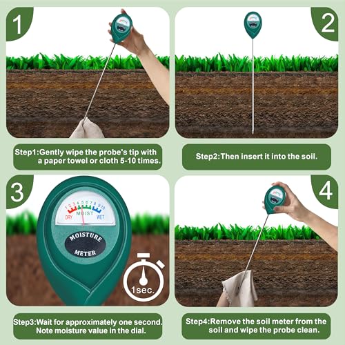 XLUX Long Probe Deep Use Soil Moisture Meter, Water Monitor Indicator Sensor, Hygrometer for Outdoor Indoor Large Pot Plants, Flower, Gardening, Farming