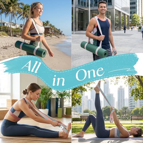 Tumaz Yoga Mat Strap Mat Not Included (2 Sizes) with Extra Thick & Comfy Delicate Texture, Adjustable Yoga Mat Carrier