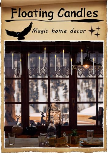 Leejec 20Pcs Flameless Taper Floating Candles with Wand, Halloween Decor