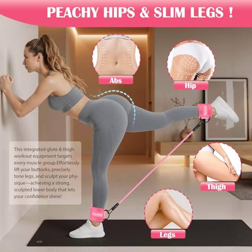 KUTIZE Ankle Resistance Bands with Cuffs & Fabric Resistance Bands Set - Legs & Glutes Workout Equipment for Women & Men, Home Gym Heavy Exercise Bands for Hip, Yoga, Strength Training, Rehab, Pilates