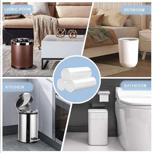 Small Trash Bags 4 Gallon - 108 Count Leakage-Proof 4 Gallon Trash Bag, Small Garbage Bags for Office Bedroom Bathroom Mini Trash Bags, Unscented White 15L Small Trash Can Liners