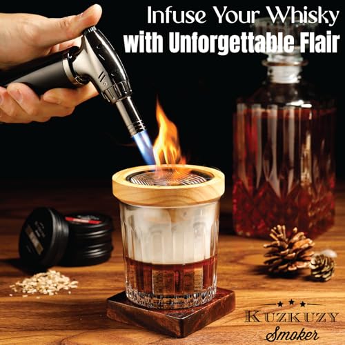 Cocktail Smoker Kit with Torch – 6 Flavors Wood Chips – Bourbon, Whiskey Smoker Infuser Kit, Old Fashioned Drink Smoker Kit, Birthday Bourbon Whiskey Gifts for Men, Dad, Husband (Without Butane)