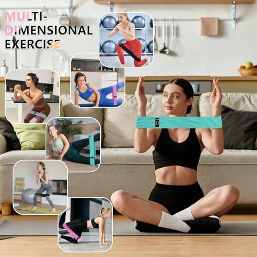 Resistance Bands for Working Out, 4 Levels Exercise Bands for Women & Men, Elastic Workout Band for Physical Therapy, Fabric Booty Band for Gym, Yoga, Pilates, Leg Training