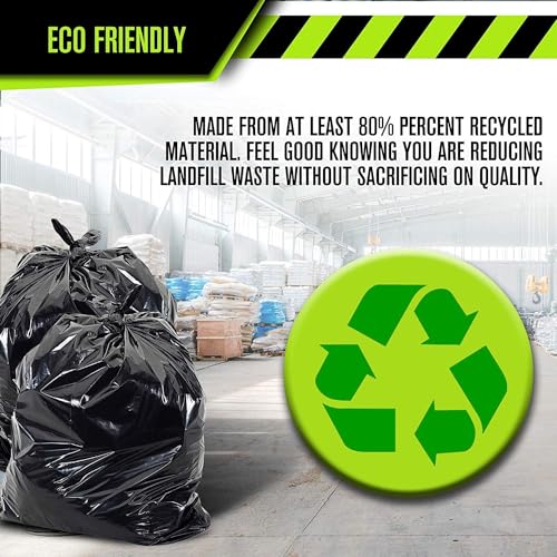 Aluf Plastics 65 Gal Black Heavy Duty Garbage Bags 1.5 Mil - 50"x 48" - Pack of 50 - For Contractor, Outdoor, Construction, & Storage