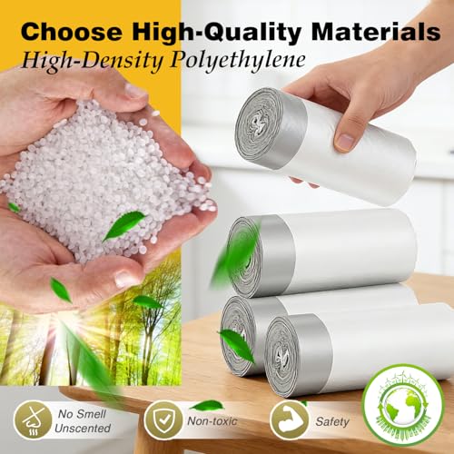 8 Gallon Trash Bags with Drawstring, 30 Liter Medium Garbage Can Liners, Leak-Proof Bathroom Trash Bags for Waste Baskets, Office & Bedroom Trash Cans, 100 Count