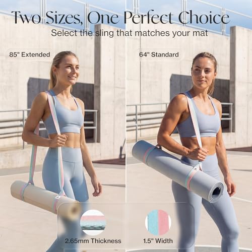 Tumaz Yoga Mat Strap Mat Not Included (2 Sizes) with Extra Thick & Comfy Delicate Texture, Adjustable Yoga Mat Carrier