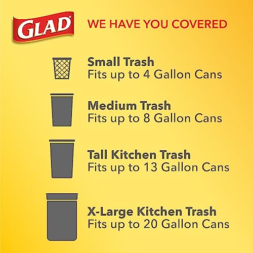 Glad OdorShield Small Quick-Tie Trash Bags, Fresh Clean Scent, 4 Gallon, 52 Ct (Package May Vary)