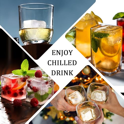 Large Ice Cube Tray for Whiskey: FDDBI Silicone Ice Cube Trays with Lid - 2Pack Big Square Old Fashioned Ice Cube Maker for Cocktail - 2inch Huge Cubed Ice Trays for Whisky