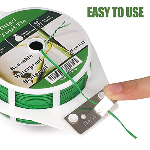 Green Garden Wire, Sturdy Plant Ties for Support with Cutter, 492FT/150m, Indoor, Outdoor, Home and Office Use