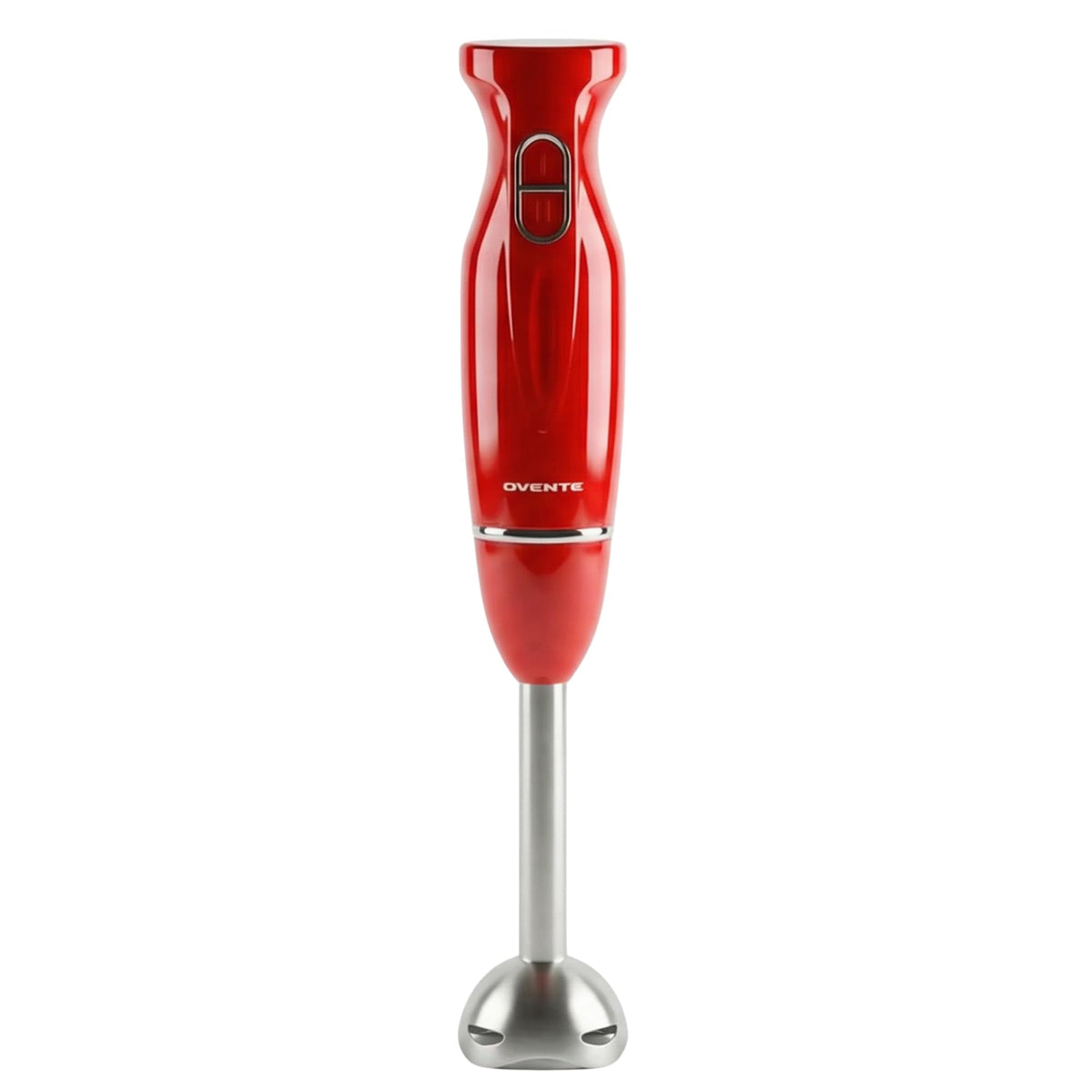 OVENTE Immersion Hand Blender, 300W Corded Electric Handheld Stick Mixer with 2 Mixing Speeds and Stainless Steel Blades for Smoothies, Purees & Baby Food, Red HS560R