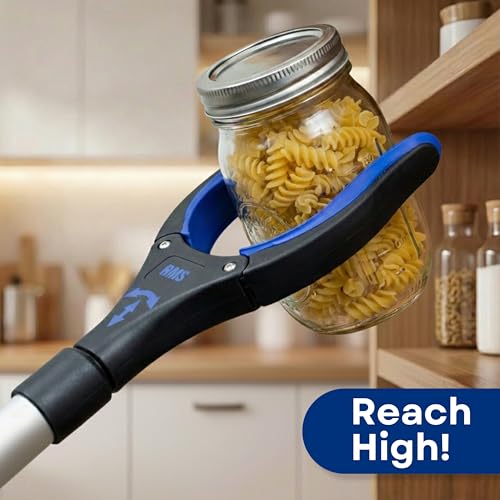 RMS 34 Inch Extra Long Reacher Grabber - Foldable Gripper and Reaching Tool with Rotating Jaw